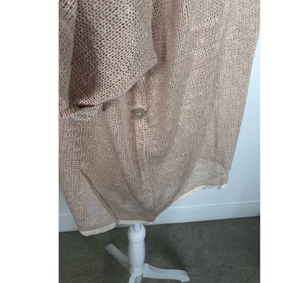 Uniq Beige Crochet Roll Tab Oversized Short Sleeve Sweater - M - Picture 3 of 5